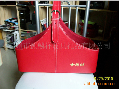 创意仿皮元旦春节礼品篮 酒类包装新选择，麒麟祥皮具定制优质低价